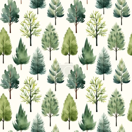 Ilustración de Lindos árboles de acuarela patrón sin costura. Fondo de pantalla árboles otoñales. Trendy scandi vector fondos - Imagen libre de derechos
