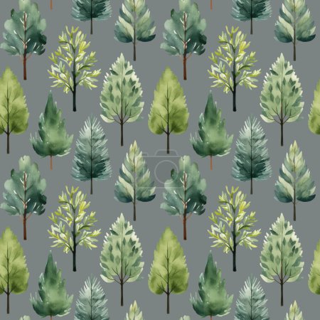 Illustration for Cute watercolor trees seamless pattern. Autumnal trees wallpaper. Trendy scandi vector backgrounds - Royalty Free Image