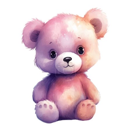 Illustration for Watercolor baby bear. Vector illustration with hand drawn bear animal. Clip art image. - Royalty Free Image