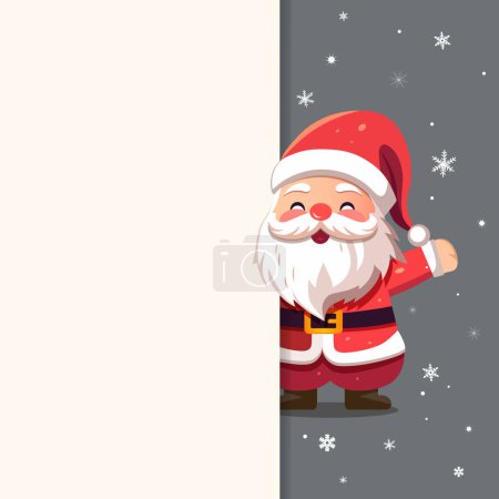Illustration for Christmas frame, poster with Santa Claus. New year Merry Christmas design. Winter card with Santa. - Royalty Free Image