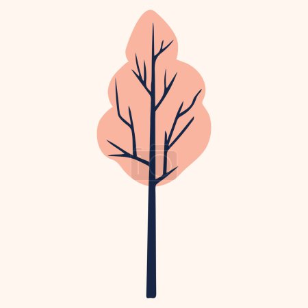 Illustration for Romantic vector element pastel colored tree. Autumnal vector icon. Vintage style. - Royalty Free Image