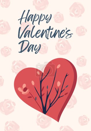 Illustration for Vector love background with heart. Valentine's day concept poster in flat style. Love banner or greeting card - Royalty Free Image