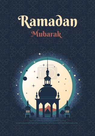 Illustration for Islamic greeting card, ramadan template. Ramadan Mubarak. Poster, media banner. - Royalty Free Image