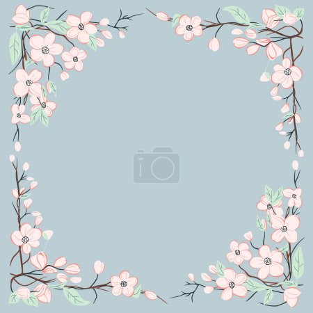Illustration for Trendy floral frame. Good for poster, card, invitation, flyer. Spring vector backgrounds with flowers - Royalty Free Image