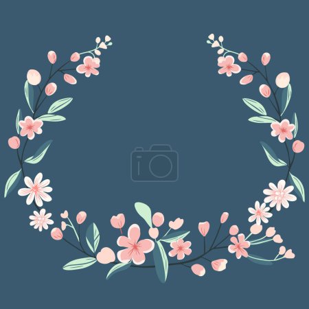 Illustration for Floral frame for poster, card, invitation, flyer. Botanical wreath. Spring vector background with flowers - Royalty Free Image