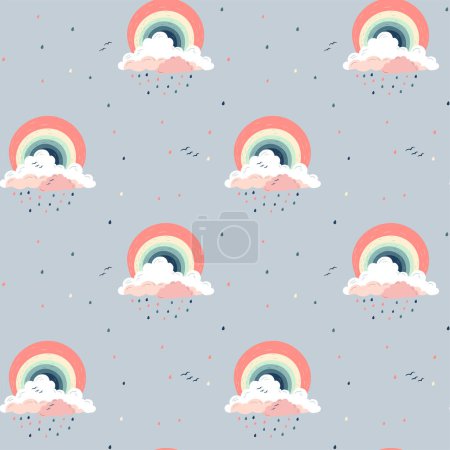 Illustration for Seamless childish pattern with fantasy rainbows. Creative kids texture for fabric, wrapping, textile, wallpaper. - Royalty Free Image