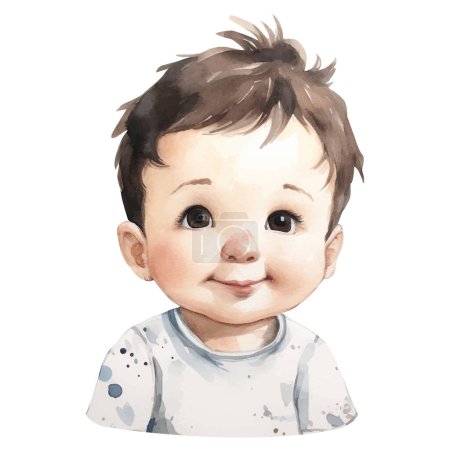Ilustración de Linda ilustración de bebé acuarela. Acuarela niño arte infantil. Dibujo realista - Imagen libre de derechos