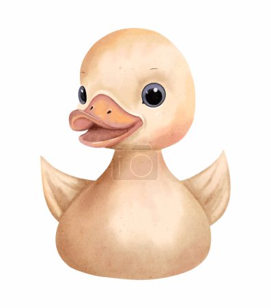 Illustration for Watercolor duck vector illustration. Watercolor toys. Cute cartoon baby duck - Royalty Free Image