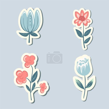 Illustration for Spring sticker flower. Hand drawn style. Springtime element. Vector seasonal element. - Royalty Free Image