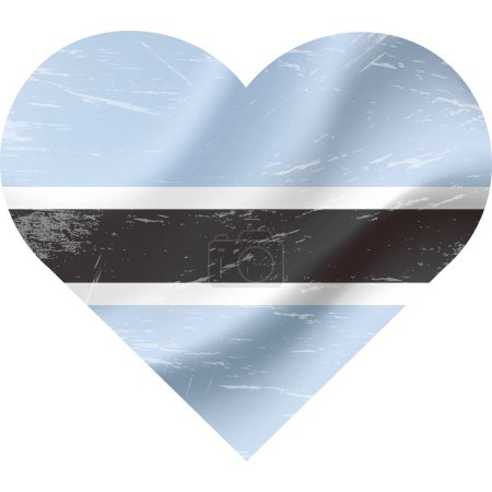 Ilustración de Bandera Botswana en forma de corazón grunge vintage. Corazón de bandera de Botswana. Bandera vectorial, símbolo. - Imagen libre de derechos