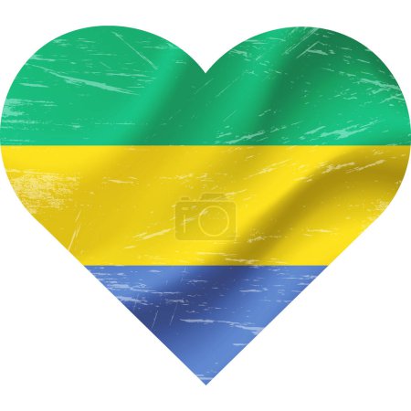 Téléchargez les illustrations : Gabon Drapeau en forme de coeur grunge vintage. Gabon Flag Heart. drapeau vectoriel, symbole. - en licence libre de droit