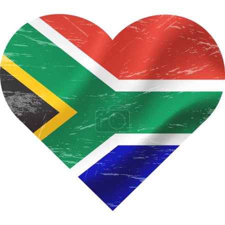Téléchargez les illustrations : Afrique du Sud Drapeau en forme de coeur grunge vintage. Afrique du Sud Flag Heart. drapeau vectoriel, symbole. - en licence libre de droit
