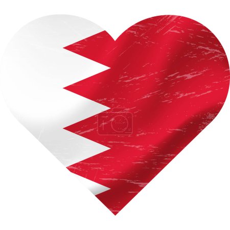 Téléchargez les illustrations : Drapeau Bahreïn en forme de coeur grunge vintage. Drapeau coeur Bahreïn. drapeau vectoriel, symbole. - en licence libre de droit