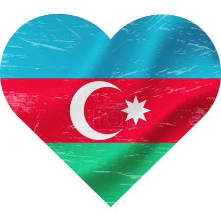 Ilustración de Bandera de Azerbaiyán en forma de corazón grunge vintage. Corazón bandera de Azerbaiyán. Bandera vectorial, símbolo. - Imagen libre de derechos