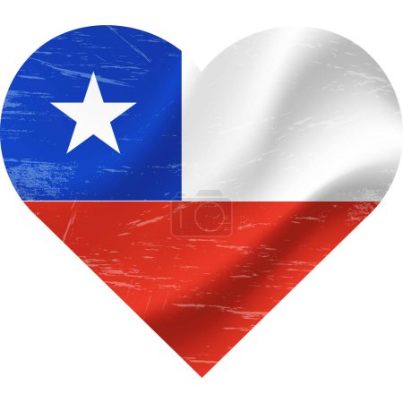Téléchargez les illustrations : Drapeau Chili en forme de coeur grunge vintage. Coeur drapeau chilien. drapeau vectoriel, symbole. - en licence libre de droit