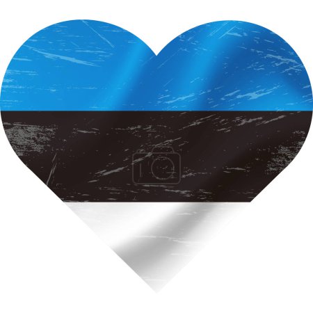 Téléchargez les illustrations : Drapeau Estonie en forme de coeur grunge vintage. Coeur du drapeau estonien. drapeau vectoriel, symbole. - en licence libre de droit