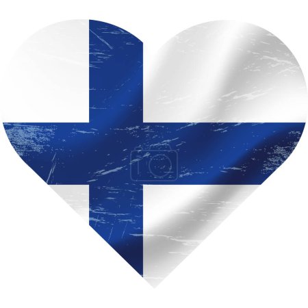 Téléchargez les illustrations : Drapeau Finlande en forme de coeur grunge vintage. Coeur drapeau finlandais. drapeau vectoriel, symbole. - en licence libre de droit