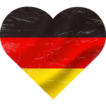 Ilustración de Bandera de Alemania en forma de corazón grunge vintage. Bandera Alemana Corazón. Bandera vectorial, símbolo. - Imagen libre de derechos