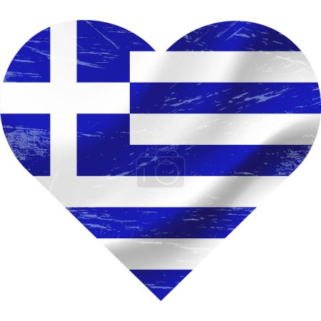Téléchargez les illustrations : Drapeau Grèce en forme de coeur grunge vintage. Coeur drapeau grec. drapeau vectoriel, symbole. - en licence libre de droit