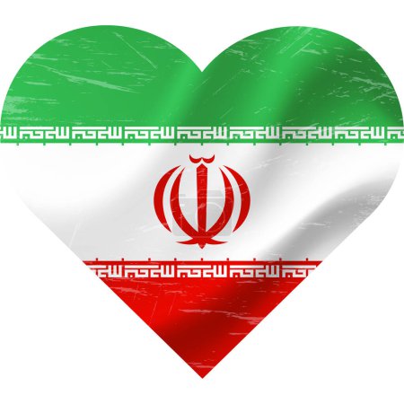 Téléchargez les illustrations : Drapeau Iran en forme de coeur grunge vintage. Drapeau iranien coeur. drapeau vectoriel, symbole. - en licence libre de droit