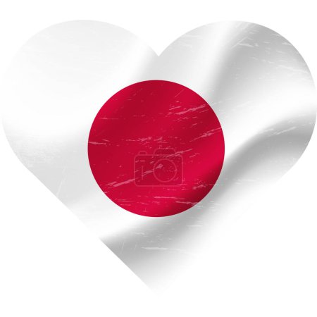 Téléchargez les illustrations : Drapeau du Japon en forme de coeur grunge vintage. Coeur drapeau japonais. drapeau vectoriel, symbole. - en licence libre de droit