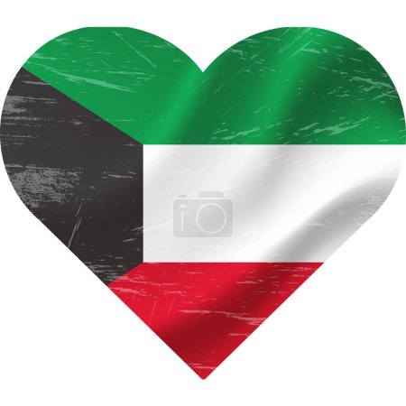 Téléchargez les illustrations : Drapeau Koweït en forme de coeur grunge vintage. Koweït drapeau coeur. drapeau vectoriel, symbole. - en licence libre de droit