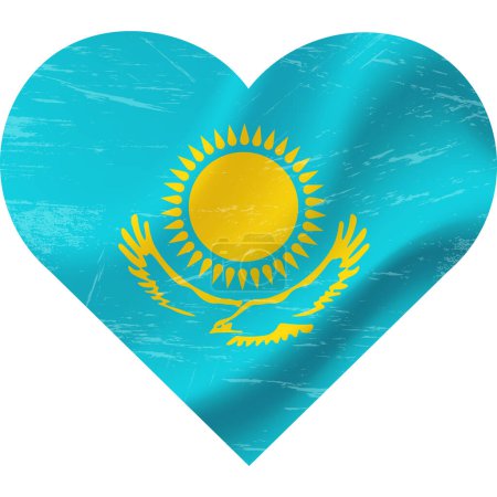 Téléchargez les illustrations : Drapeau Kazakhstan en forme de coeur grunge vintage. Drapeau Kazakhstan coeur. drapeau vectoriel, symbole. - en licence libre de droit