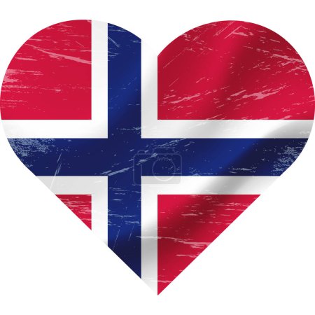 Téléchargez les illustrations : Drapeau Norvège en forme de coeur grunge vintage. Coeur drapeau de Norvège. drapeau vectoriel, symbole. - en licence libre de droit