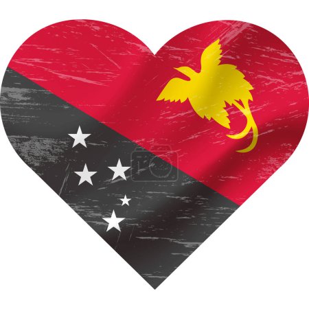 Téléchargez les illustrations : Drapeau Papouasie-Nouvelle Guinée en forme de coeur grunge vintage. Coeur drapeau de Nouvelle Guinée. drapeau vectoriel, symbole. - en licence libre de droit