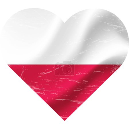 Téléchargez les illustrations : Pologne Drapeau en forme de coeur grunge vintage. Drapeau polonais Coeur. drapeau vectoriel, symbole. - en licence libre de droit