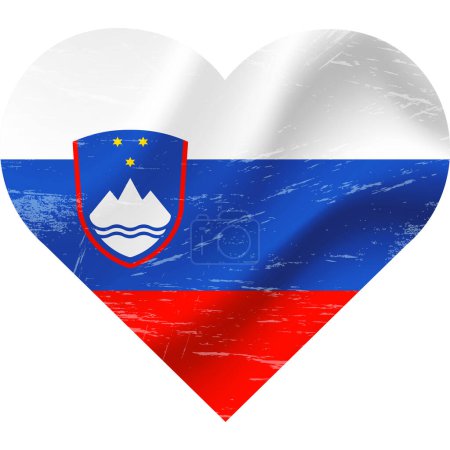 Téléchargez les illustrations : Drapeau Slovénie en forme de coeur grunge vintage. Slovénie drapeau coeur. drapeau vectoriel, symbole. - en licence libre de droit