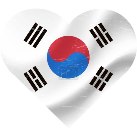Téléchargez les illustrations : Drapeau Corée du Sud en forme de coeur grunge vintage. Coeur drapeau sud-coréen. drapeau vectoriel, symbole. - en licence libre de droit