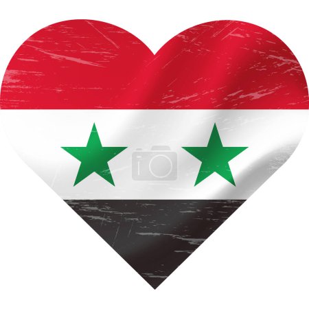 Ilustración de Bandera Siria en forma de corazón grunge vintage. Corazón de bandera siria. Bandera vectorial, símbolo. - Imagen libre de derechos