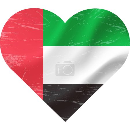 Téléchargez les illustrations : Drapeau des Émirats arabes unis en forme de coeur grunge vintage. Coeur drapeau des EAU. drapeau vectoriel, symbole. - en licence libre de droit