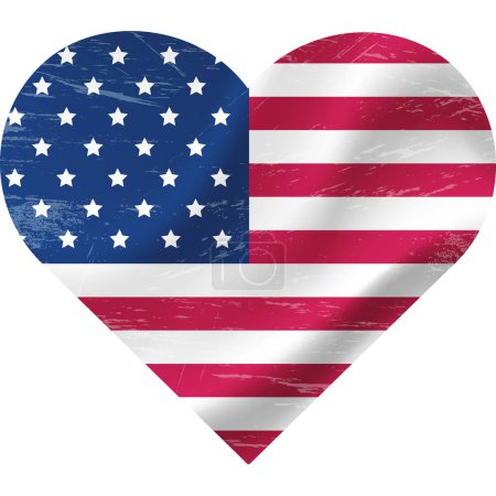 Téléchargez les illustrations : Drapeau des États-Unis en forme de coeur grunge vintage. Coeur drapeau américain. drapeau vectoriel, symbole. - en licence libre de droit