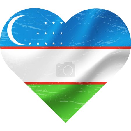Téléchargez les illustrations : Drapeau Ouzbékistan en forme de coeur grunge vintage. Ouzbékistan drapeau coeur. drapeau vectoriel, symbole. - en licence libre de droit