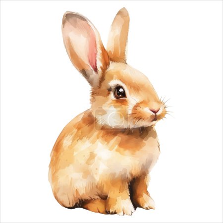 Téléchargez les illustrations : Lapin aquarelle. Mignon petit lapin dans un style aquarelle. Lapin dessiné à la main. - en licence libre de droit