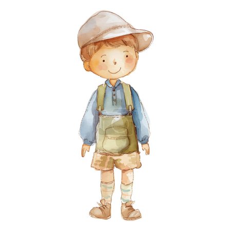 Illustration for Watercolor boy. Watercolor boy stands tall. Cute baby - Royalty Free Image