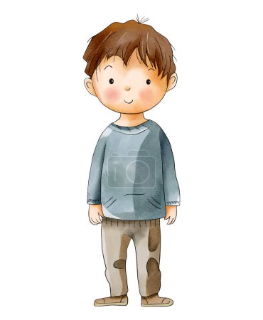 Illustration for Cute baby boy. Watercolor boy. Watercolor child standing at full height. - Royalty Free Image
