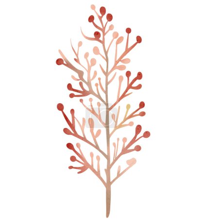 Illustration for Watercolor red tree. Watercolor nature element. Hand drawn illustration. Watercolor woodland. - Royalty Free Image