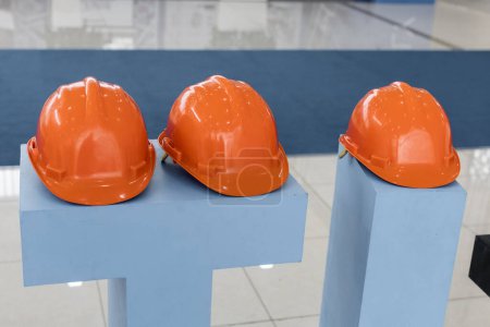 Photo for Construction helmet for head safety in the work process - Royalty Free Image