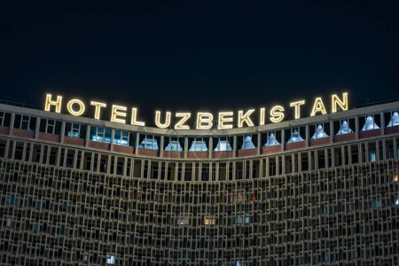 Photo for Tashkent, Uzbekistan - March 6, 2023: View to facade of "Hotel Uzbekistan" in Tashkent - Royalty Free Image
