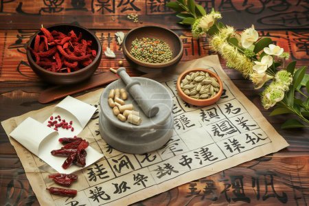 Photo for Theme of healthy and natural traditional Chinese medicine. - Royalty Free Image