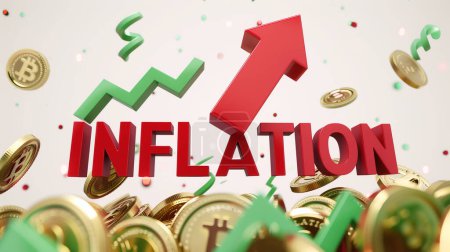 Ilustración que representa la inflación monetaria, adecuada para la economía, las finanzas, los bancos.