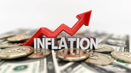 Illustration zur Darstellung der Währungsinflation, geeignet für Wirtschaft, Finanzen, Banken.