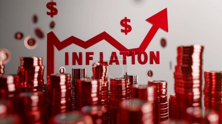 Illustration depicting currency inflation, suitable for economics, finance, banks.