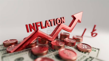 Ilustración que representa la inflación monetaria, adecuada para la economía, las finanzas, los bancos.