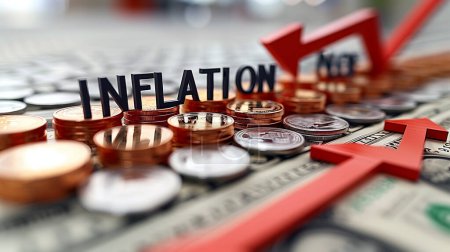 Illustration depicting currency inflation, suitable for economics, finance, banks.