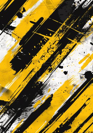 Fondo grunge abstracto con paleta amarilla, negra y blanca, elementos de diseño industrial, estilo de ilustración vectorial con minimalismo