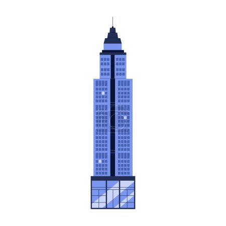 Téléchargez les illustrations : Bâtiment de tour de ville, gratte-ciel moderne bleu du centre-ville illustration vectorielle de quartier - en licence libre de droit